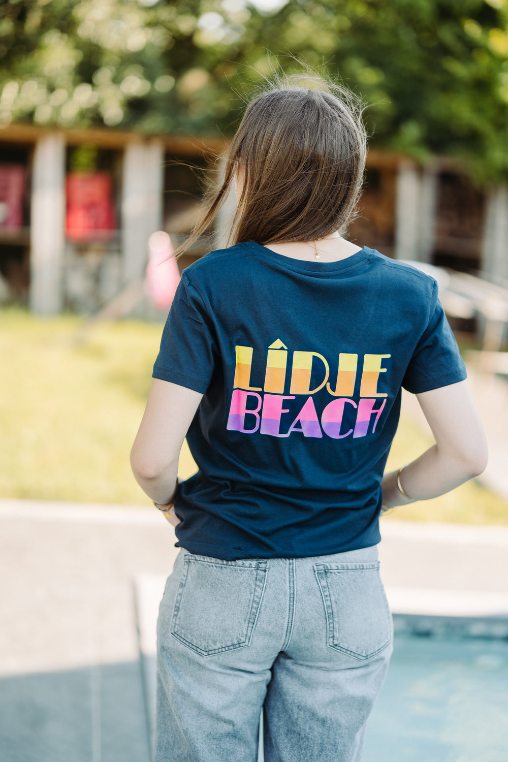 T-shirt col en V - 100% Coton bio - Bleu Navy